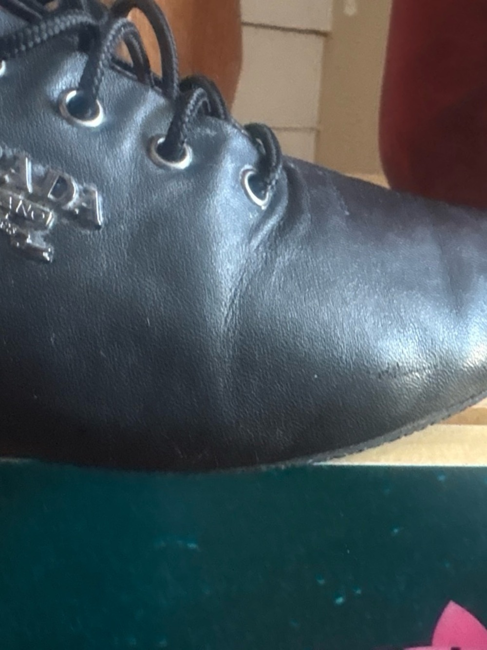 PRADA Black Leather Lace-Up Shoes size 40 - Picture 6 of 7